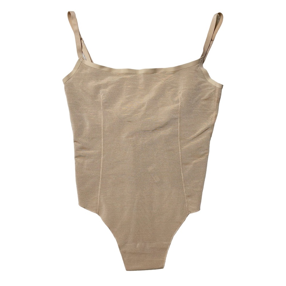 NWT Skims Sheer Sculpt Low Back Thong Bodysuit in Clay Women’s Sz L